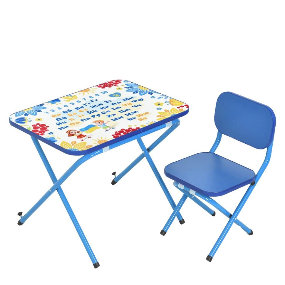 Дитячий стіл зі стільчиком Bambi комбінований 59,5х44х51-57 см регульований Синій (KL-154-R-32)