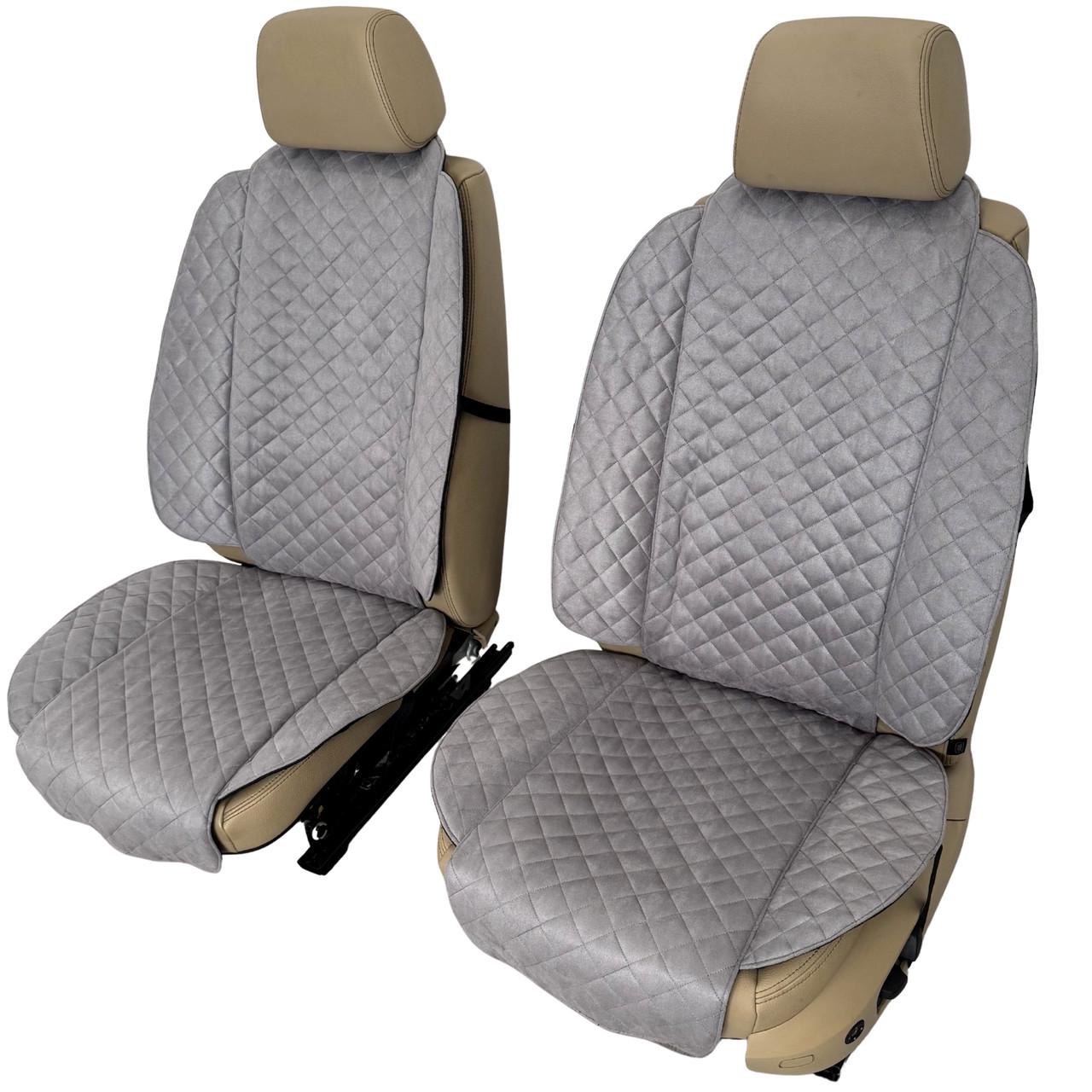 Чехлы-накидки на передние сиденья авто из алькантары Runa широкие Серый (352-2-N)