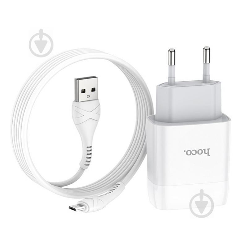 СЗУ HOCO C73A (2USB/2.4A) + microUSB (Білий) 900361