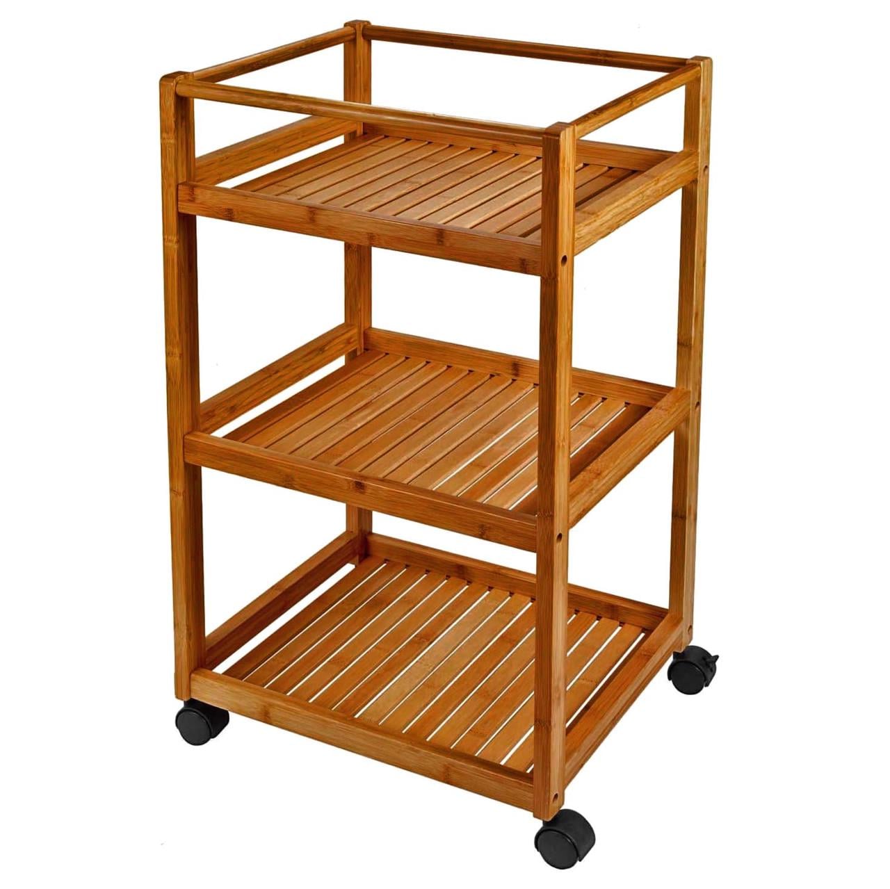 Этажерка для ванной из дерева на колесиках Оранди Охра (АБТ-003704)