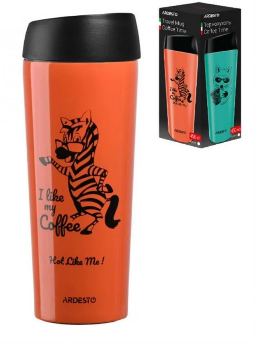 Термочашка Coffee time Zebra Ardesto AR2645DTO 450 мл (1281663708) - фото 1 Термочашка Coffee time Zebra Ardesto AR2645DTO 450 мл (1281663708) - фото 1