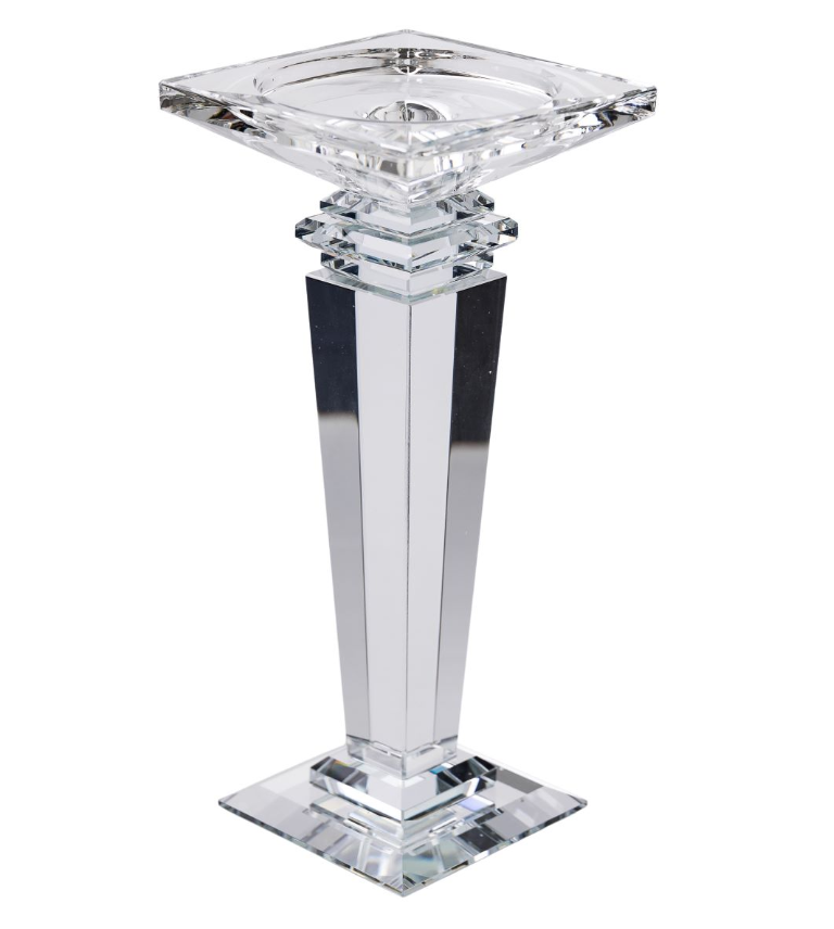 Подсвечник стеклянный Sylvie crystal с квадратным основанием 22,5 см Прозрачный - фото 2