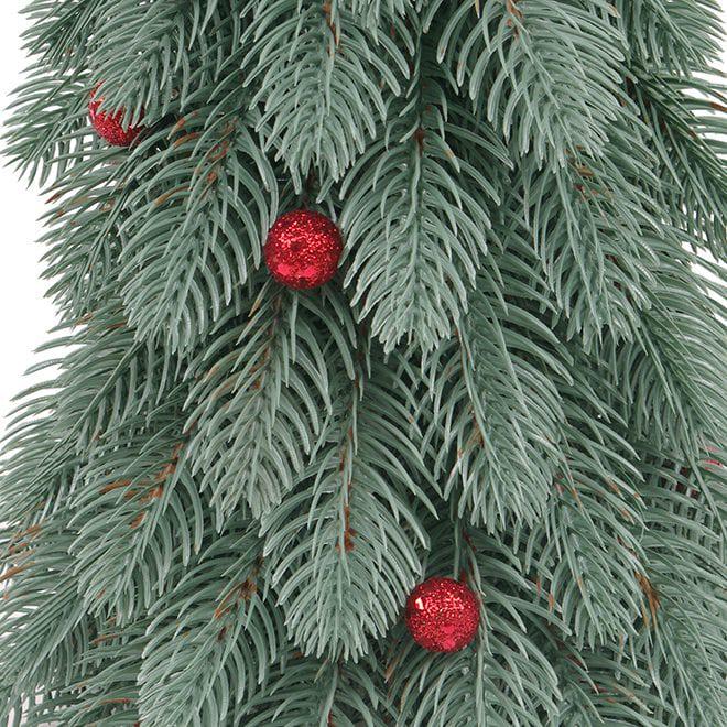 Елка литая Flora с красными шариками 38 см Голубой (49478) - фото 2 Елка литая Flora с красными шариками 38 см Голубой (49478) - фото 2