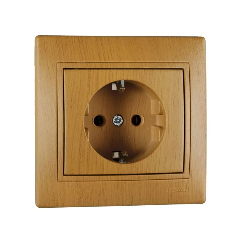 Розетка Lezard Mira 1-я с заземлением Дуб классический матовый