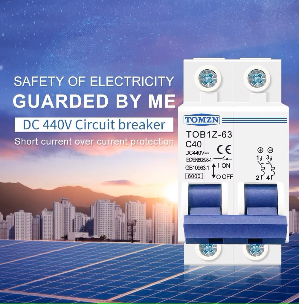 Выключатель постоянного тока TOMZN автоматический DC MCB TOB1Z-63 2P Icu 6kA на DIN рейку 63А двухполюсный до 440V (100802499) - фото 8