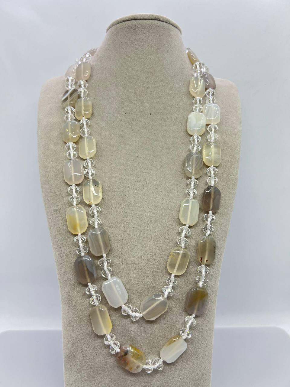 Бусы агат и хрусталь 120 см Разноцветный (10978)