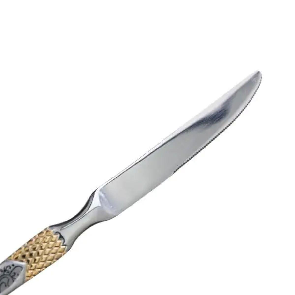 Набор столовых ножей из нержавеющей стали 6 шт. 22,7 см Серебро с золотом - фото 3