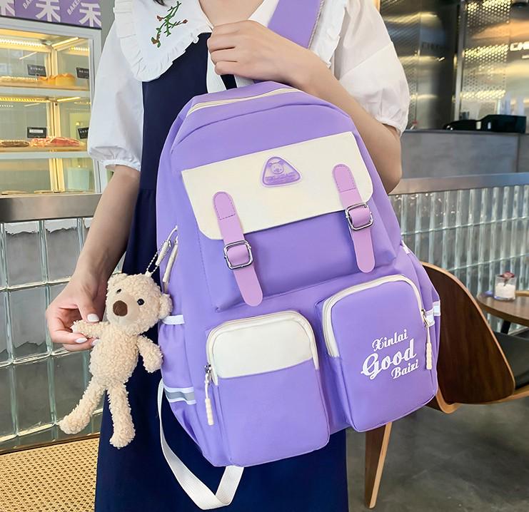 Рюкзак школьный для девочки Good 5в1 шоппер/пенал/сумочка/кошелек Фиолетово-белый (DR017868) - фото 4 Рюкзак школьный для девочки Good 5в1 шоппер/пенал/сумочка/кошелек Фиолетово-белый (DR017868) - фото 4