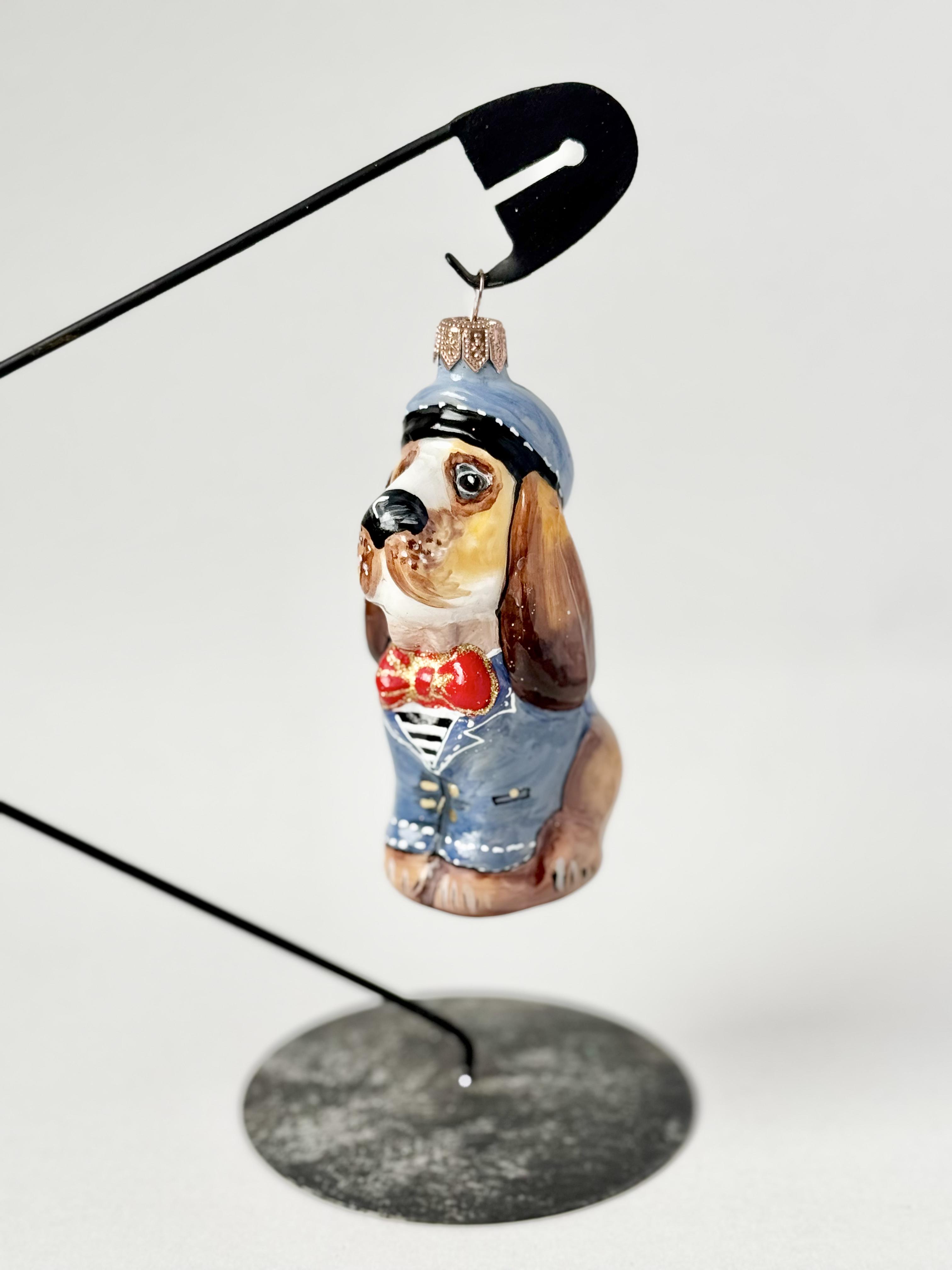 Игрушка на елку Собака Английская стеклянная 12х6 см (F-140-2)