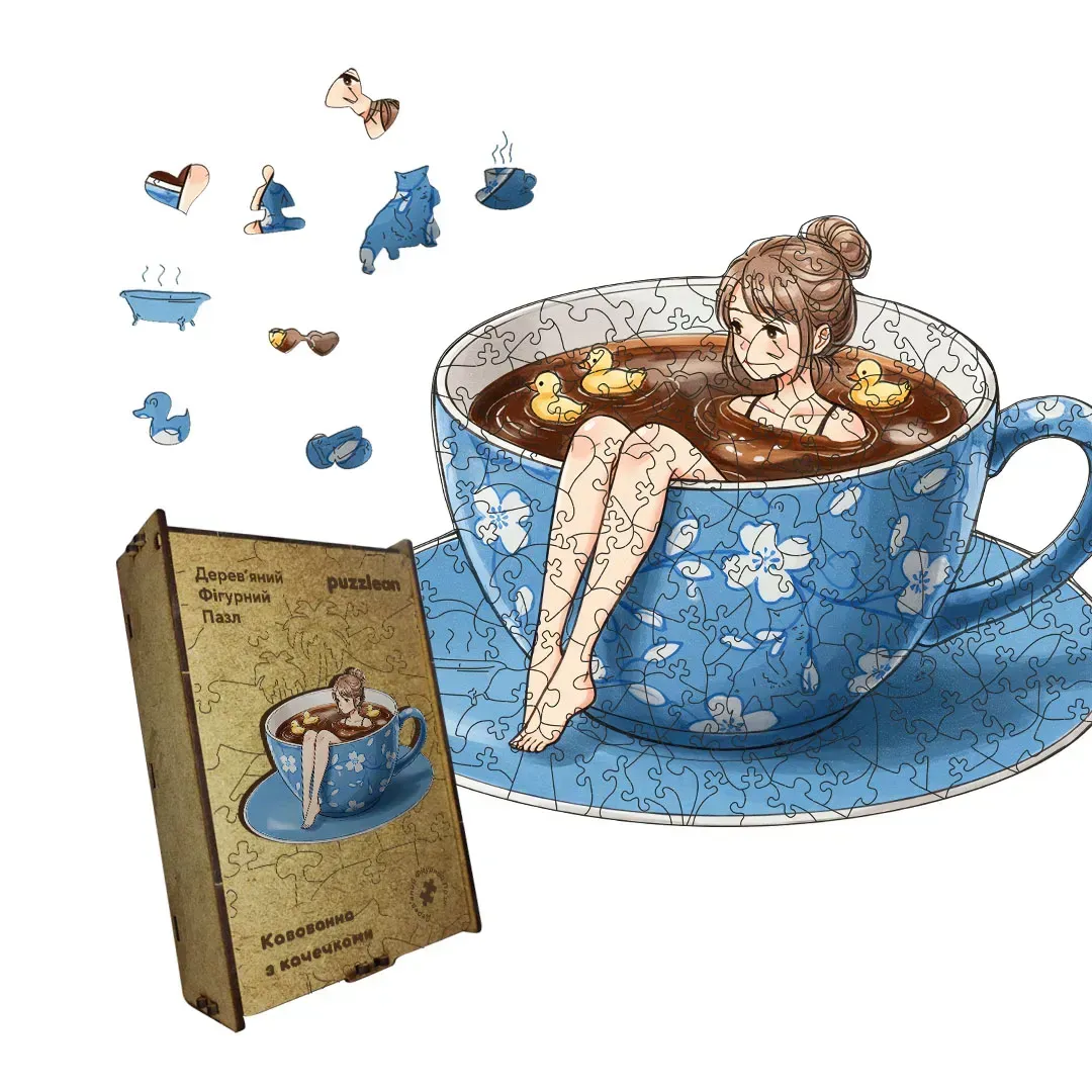 Пазл дерев'яний фігурний Кавування з качечками А2 картонна коробка 300+ елементів