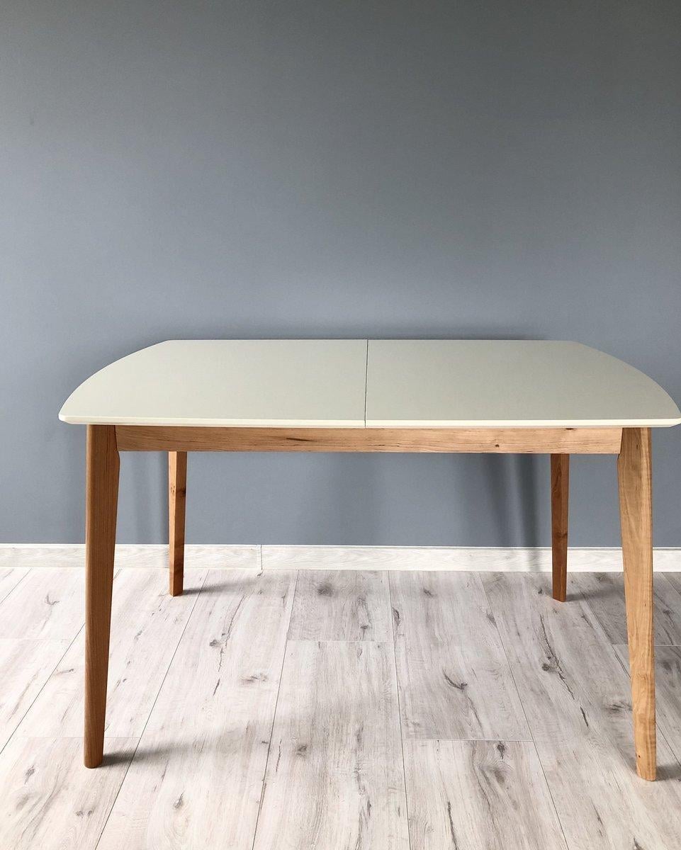 Обеденный стол Intarsio Exen II 120-160х80 см Дерево/кремовый (EXENIICR)