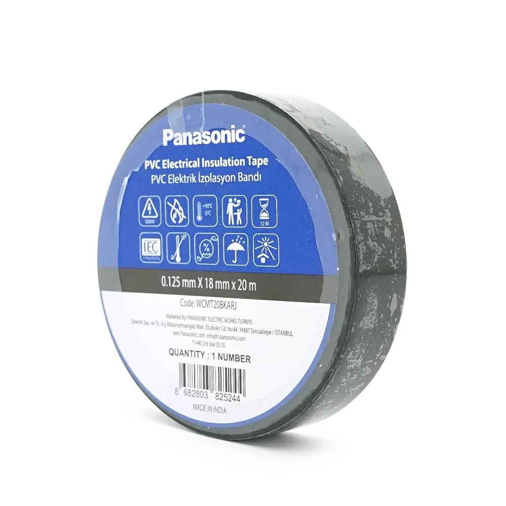 Ізострічка ПВХ PANASONIC діапазон робочих температур від 0 °С до + 90 °С вогнестійка 8 штук в упаковці 1 шт. 0,125х18х20 м Чорний (39767)