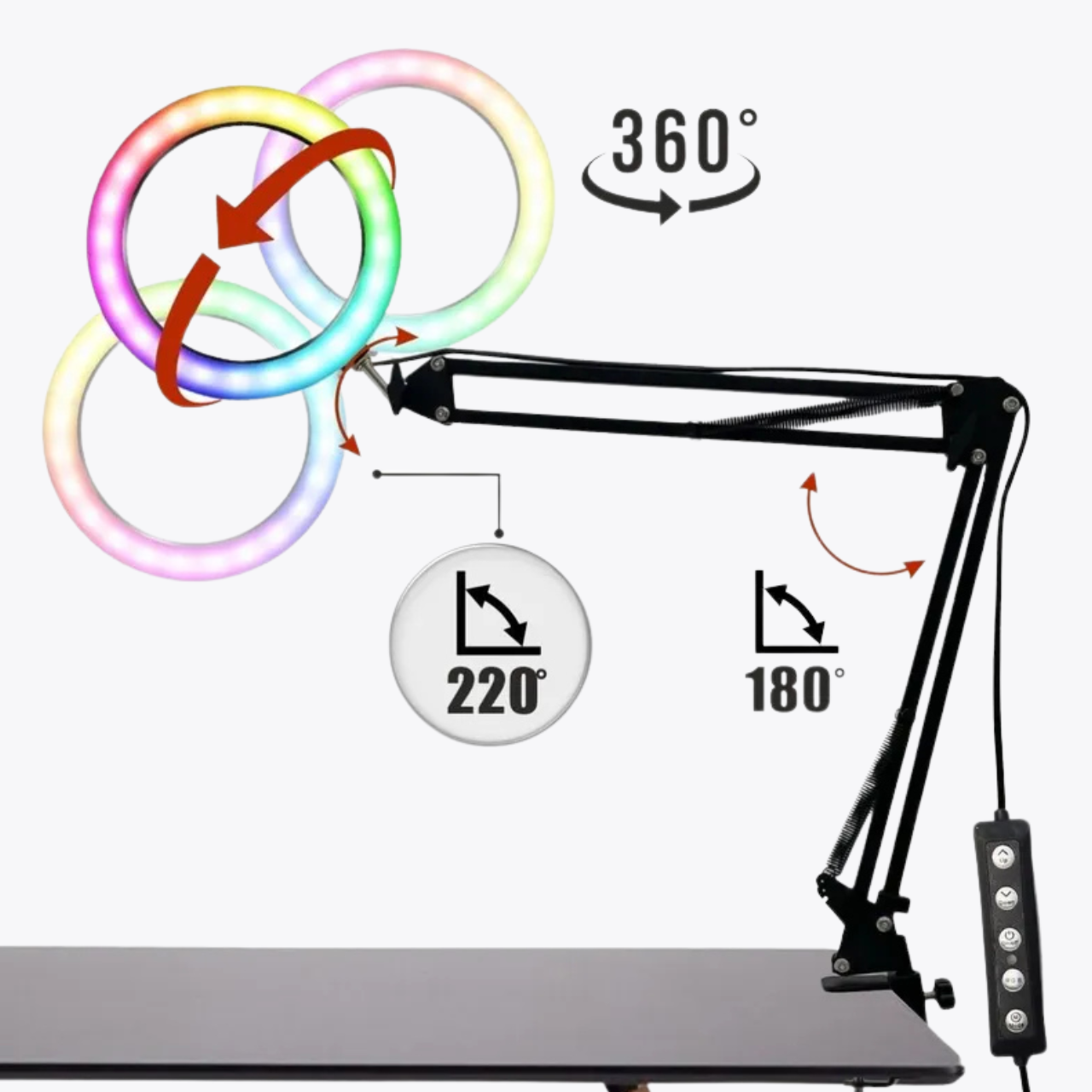 Кольцевая лампа RGB 26 см (22060805) - фото 2 Кольцевая лампа RGB 26 см (22060805) - фото 2
