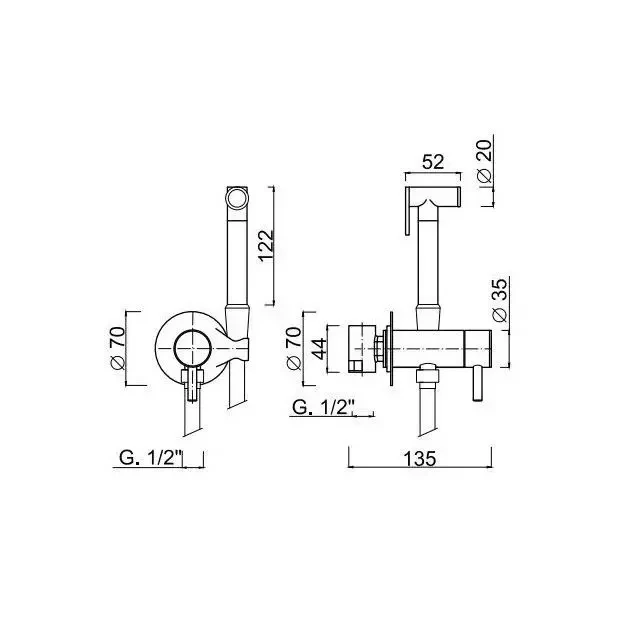 Душ гігієнічний прихованого монтажу Fiore на стіну Chrome (30CR8590) - фото 2