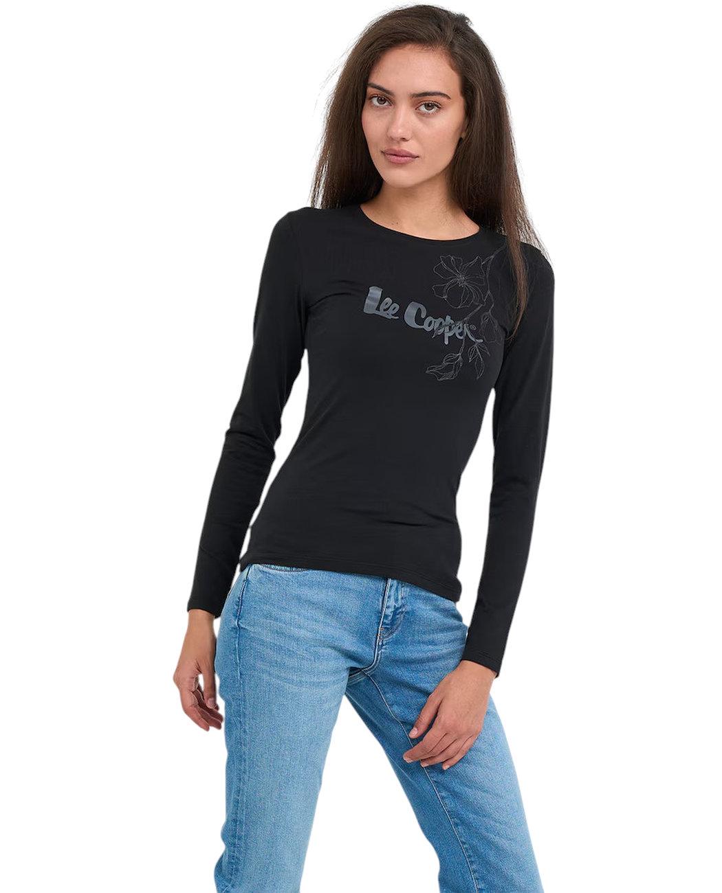 Футболка з довгим рукавом жіноча Lee Cooper 20196179.100 L Чорний (5942723123343) Футболка з довгим рукавом жіноча Lee Cooper 20196179.100 L Чорний (5942723123343)