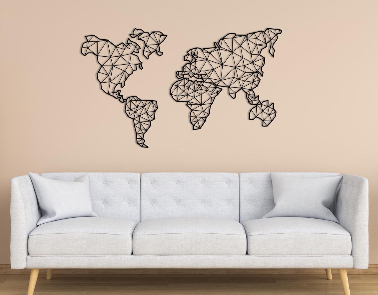 Декоративное панно на стену Upwood Decor Мapamundi 50х84 см Black (1564560682)