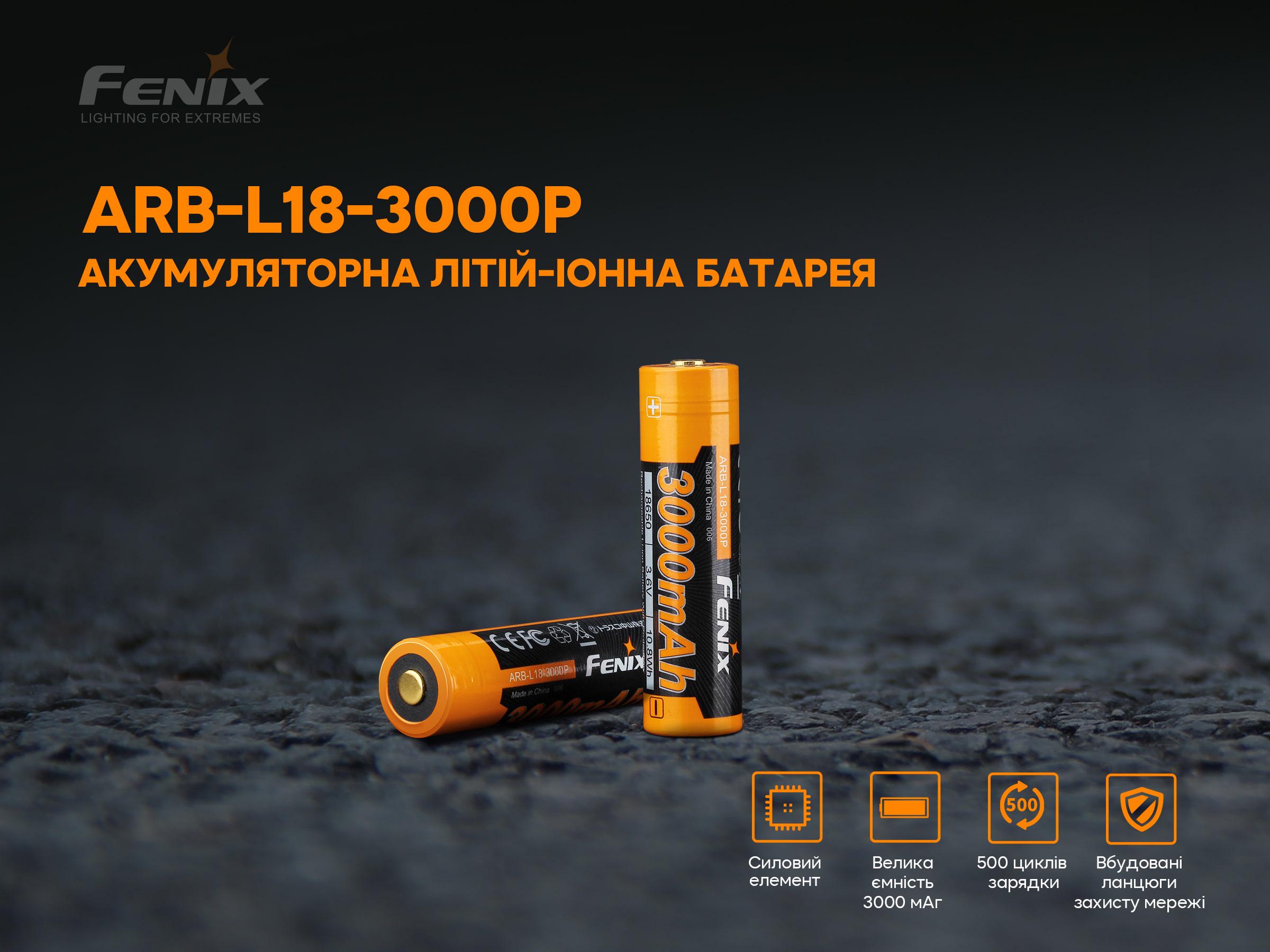 Аккумулятор Fenix 18650 3000 mAh (atlantmarket_61339) - фото 5 Аккумулятор Fenix 18650 3000 mAh (atlantmarket_61339) - фото 5