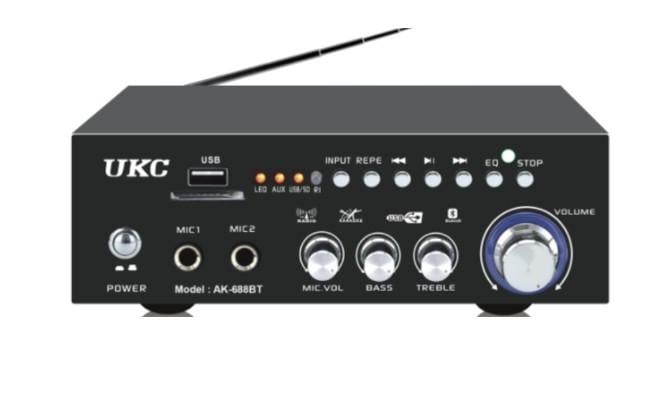 Підсилювач потужності двоканальний з USB та Bluetooth AMP 688 BT 2CH (2789891971)