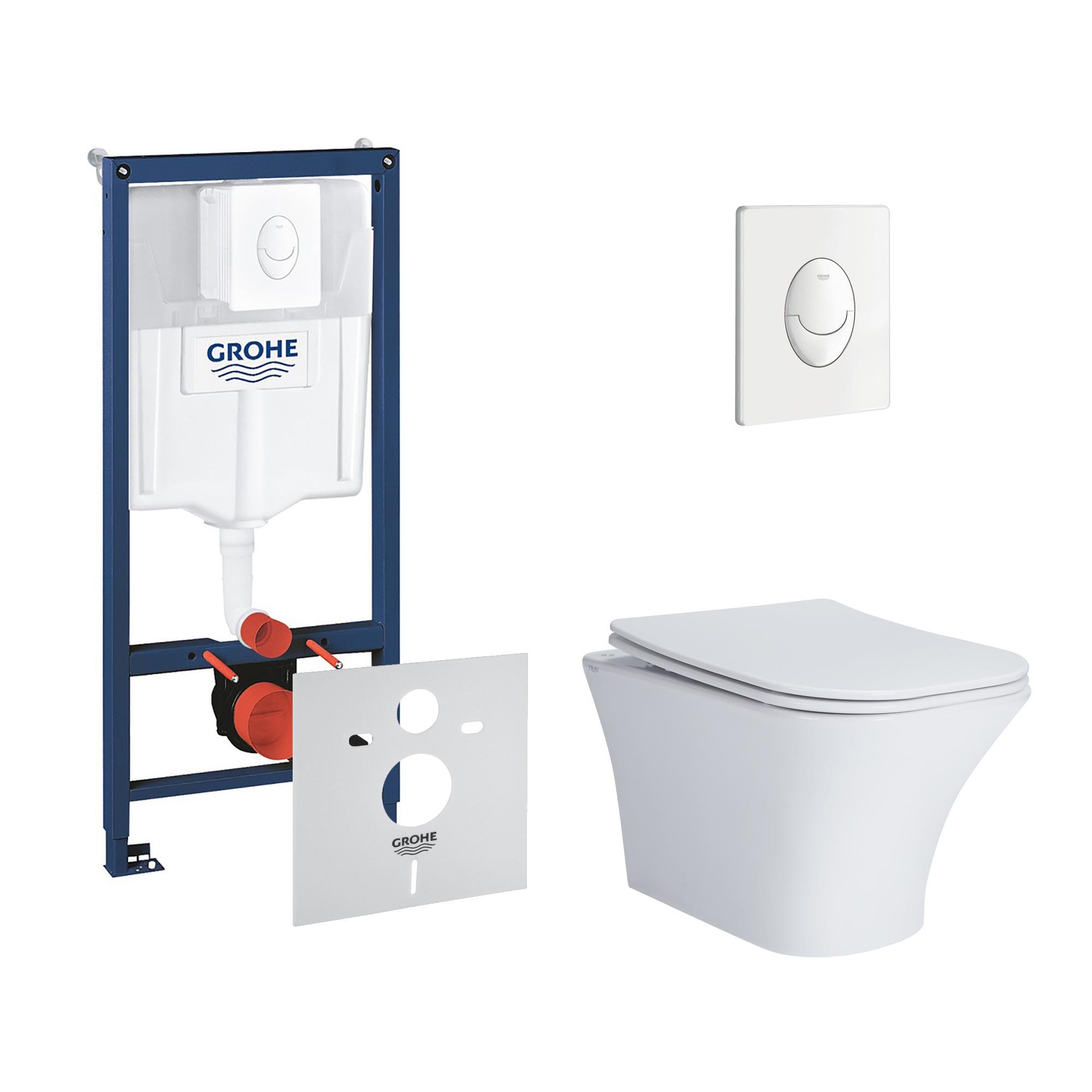 Комплект инсталляции Grohe Rapid SL 38722001QT24332615EW с унитазом кнопка Белый (116300)