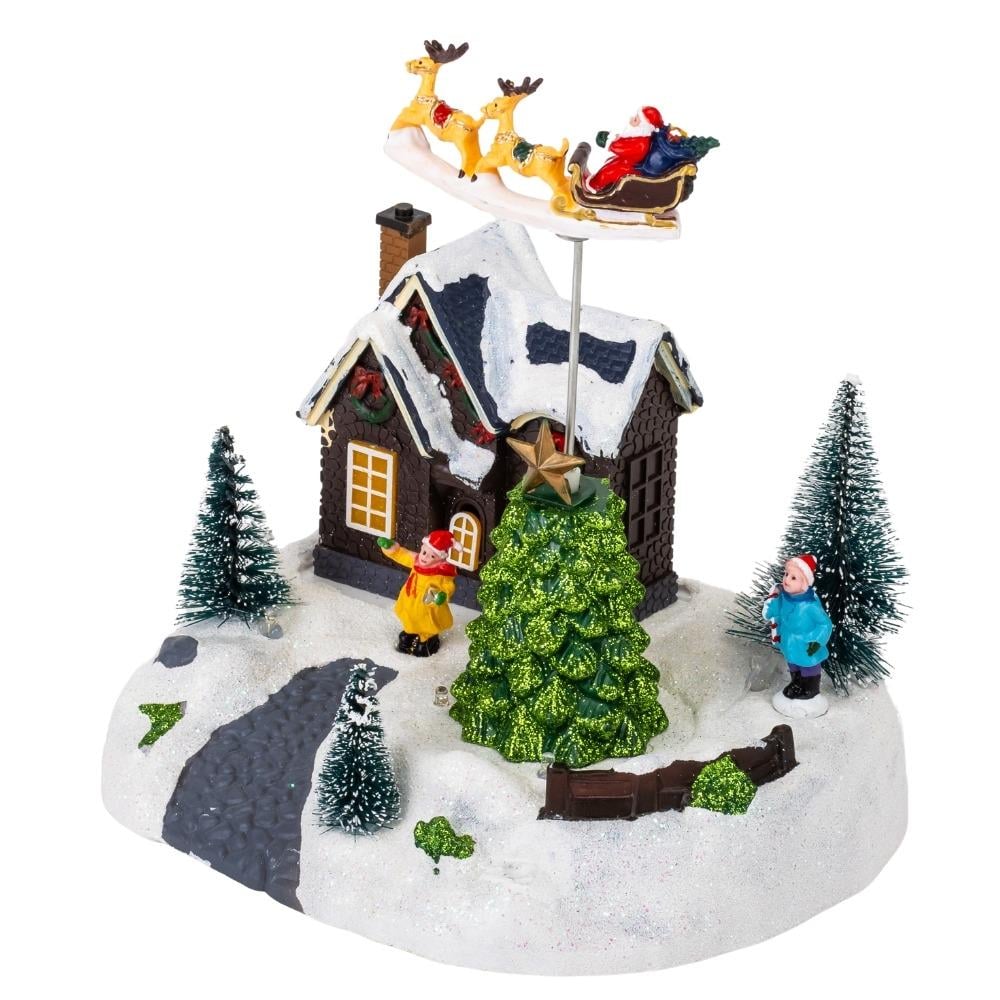 Новорічна карусель з підсвічуванням Різдвяний політ Санти 18x20,5 см (6026-001) Новорічна карусель з підсвічуванням Різдвяний політ Санти 18x20,5 см (6026-001)