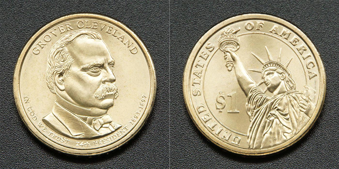 Коллекционная банкота США 2012 1 доллар Гровер Кливленд 24-й президент аUNC