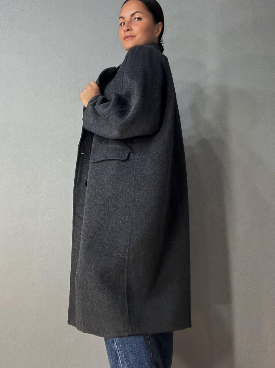 Пальто женское LADY YEP 85098 длинное оверсайз шерстяное двубортное S Темно-серый (5119) - фото 3 Пальто женское LADY YEP 85098 длинное оверсайз шерстяное двубортное S Темно-серый (5119) - фото 3