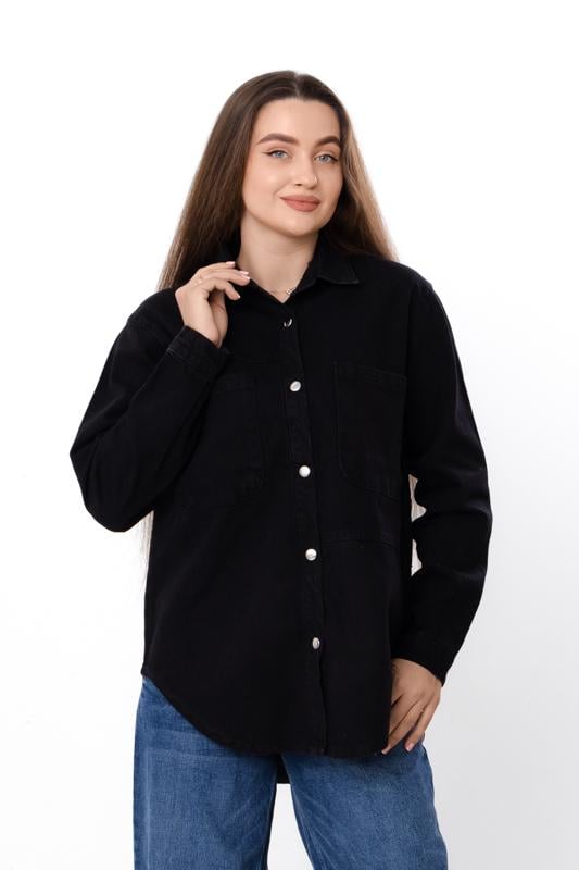 Сорочка жіноча джинсова прямого крою Носи Своє р. 36 Чорний (18150)