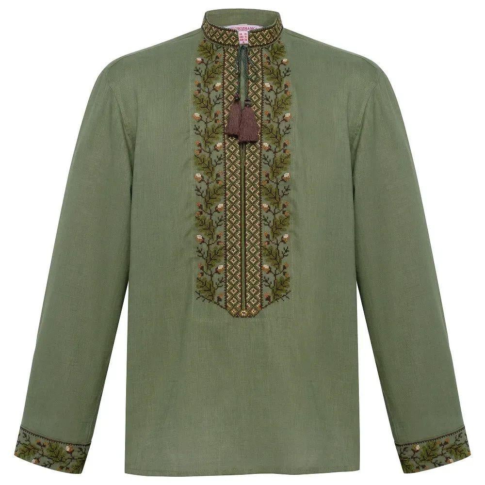 Вышиванка мужская р. 58 Зеленый (432) - фото 2 Вышиванка мужская р. 58 Зеленый (432) - фото 2