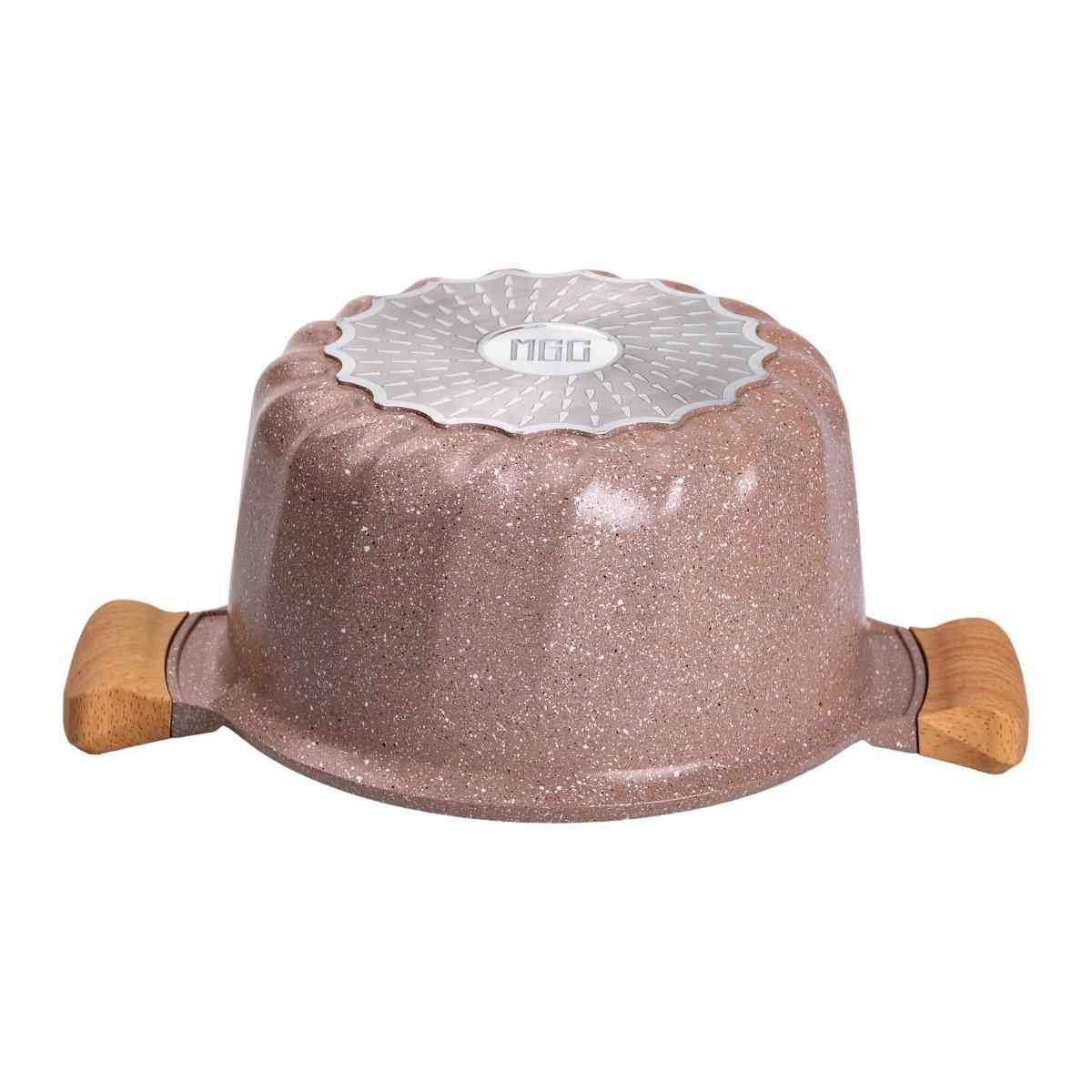 Кастрюля алюминиевая MGC во французском стиле со стеклянной крышкой 5 л Бежевый - фото 4