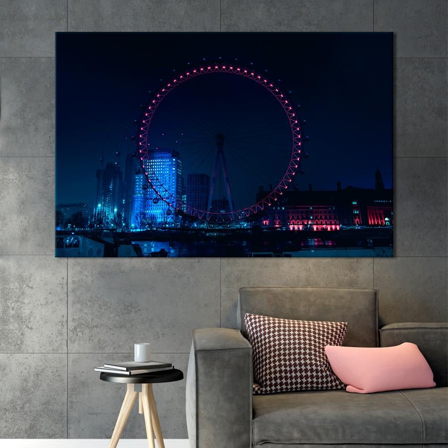 Картина город Колесо обозрения в Лондоне 51x34 см (A696-1)