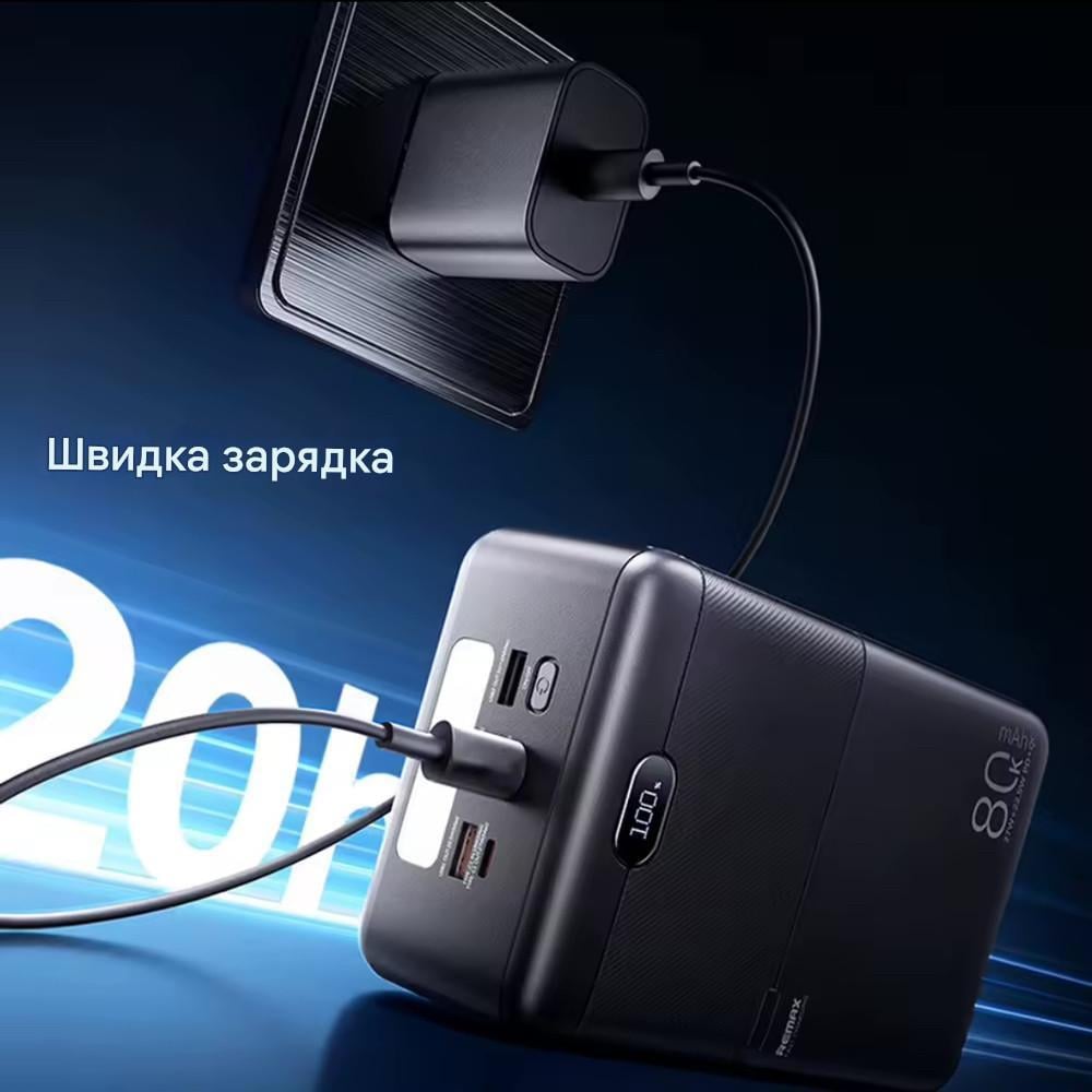 Повербанк Remax RPP-118 80000 mAh PD/QC 27/22,5W Black - фото 5