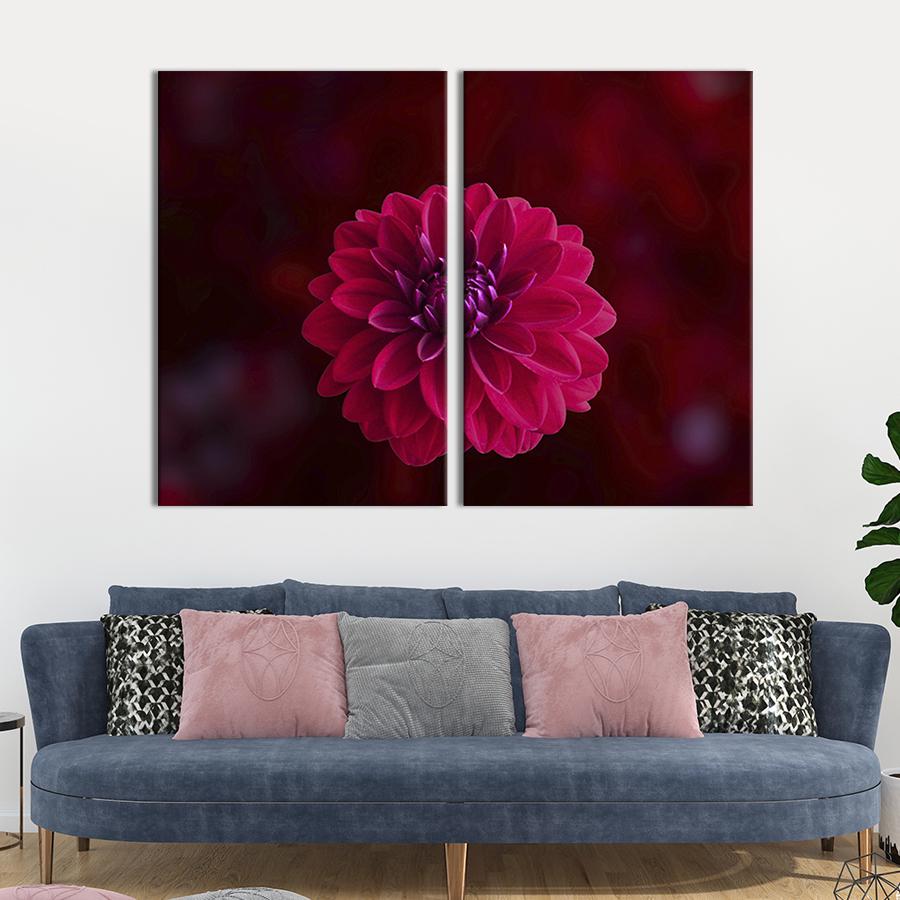 Модульная картина на холсте Диптих Роскошная георгина 71x51 см (215-2)