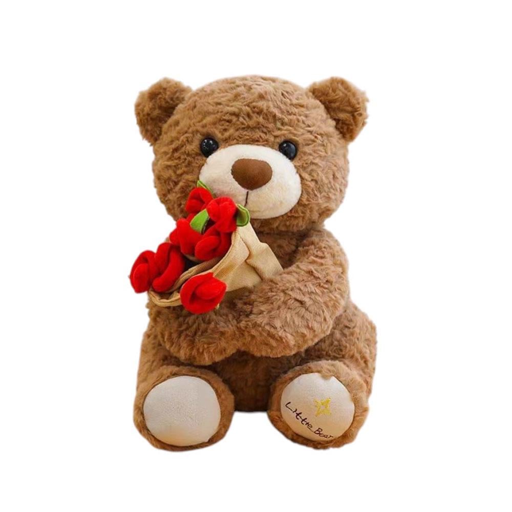 Мягкая игрушка мишка с розами Коричневый (TA0194_1)