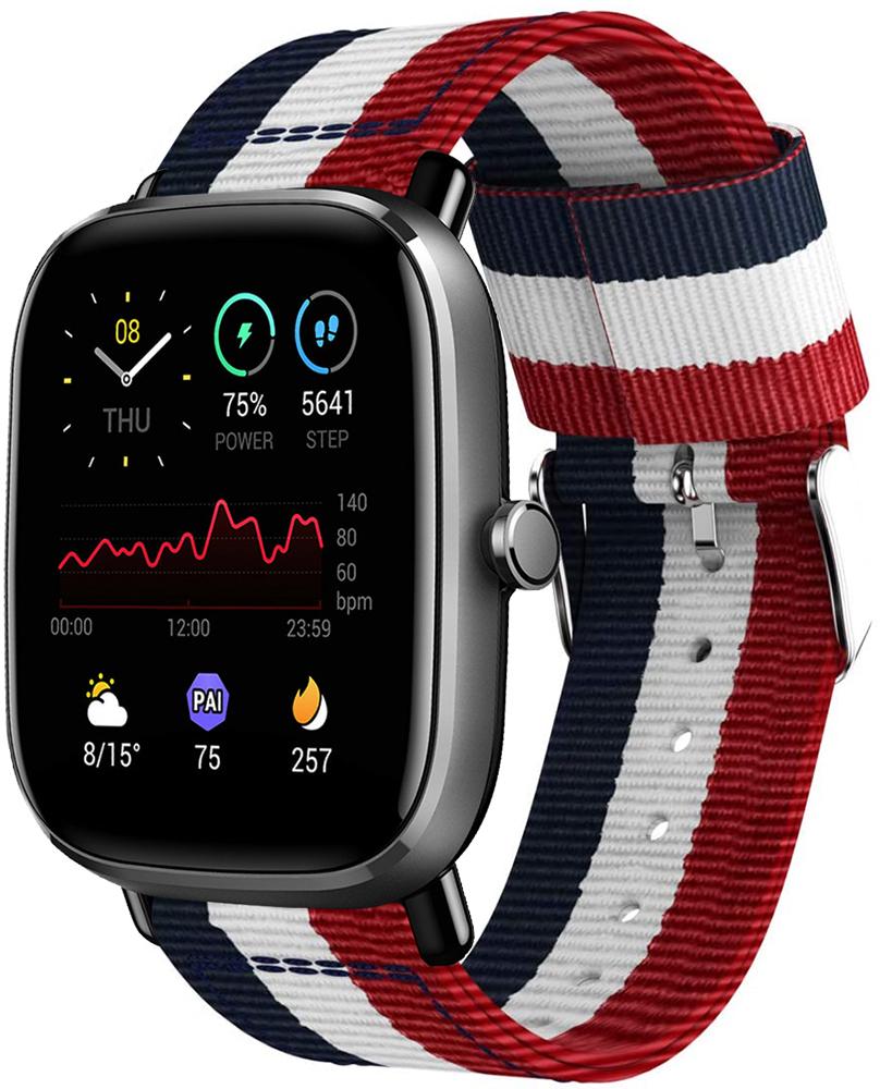 Ремешок тканевый Canvas для Amazfit GTS 2 mini Red/White/Blue (20573) Ремешок тканевый Canvas для Amazfit GTS 2 mini Red/White/Blue (20573)