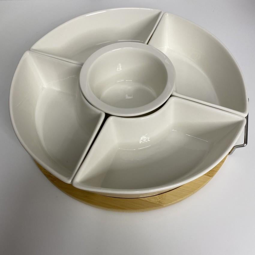 Менажниця на підставці Interos PJ02040 5-ти секційна порцелянова 29 см (2026410323)