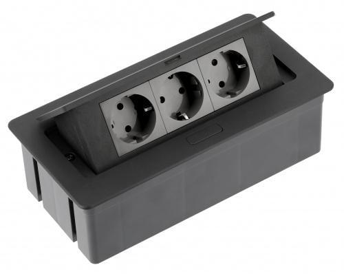 Подовжувач тримісний для офісу SOFT Schuko з заземленням та вилкою Чорний (27848991)