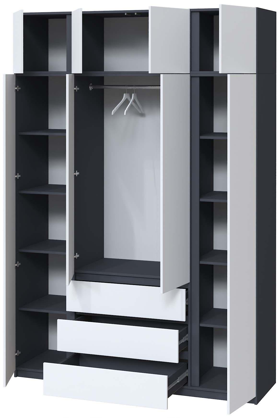 Шкаф для одежды Мастер Форм Брайт 1640х520х2400 мм Антрацит/Белый (33308) - фото 2 Шкаф для одежды Мастер Форм Брайт 1640х520х2400 мм Антрацит/Белый (33308) - фото 2