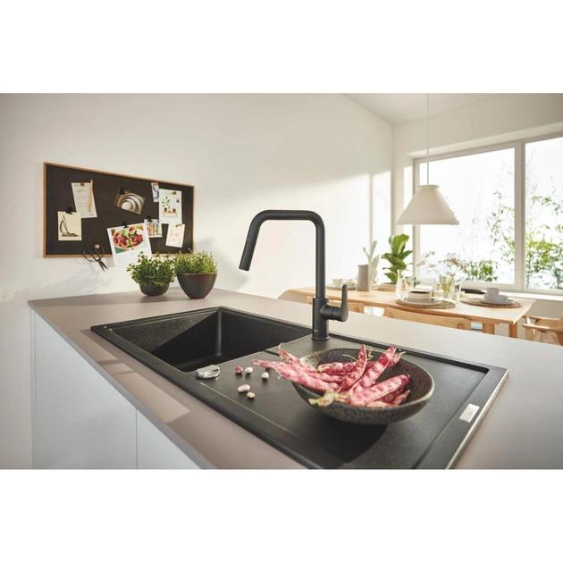 Змішувач для кухні з висувною лійкою Grohe Eurosmart New Чорний (306192430) - фото 2