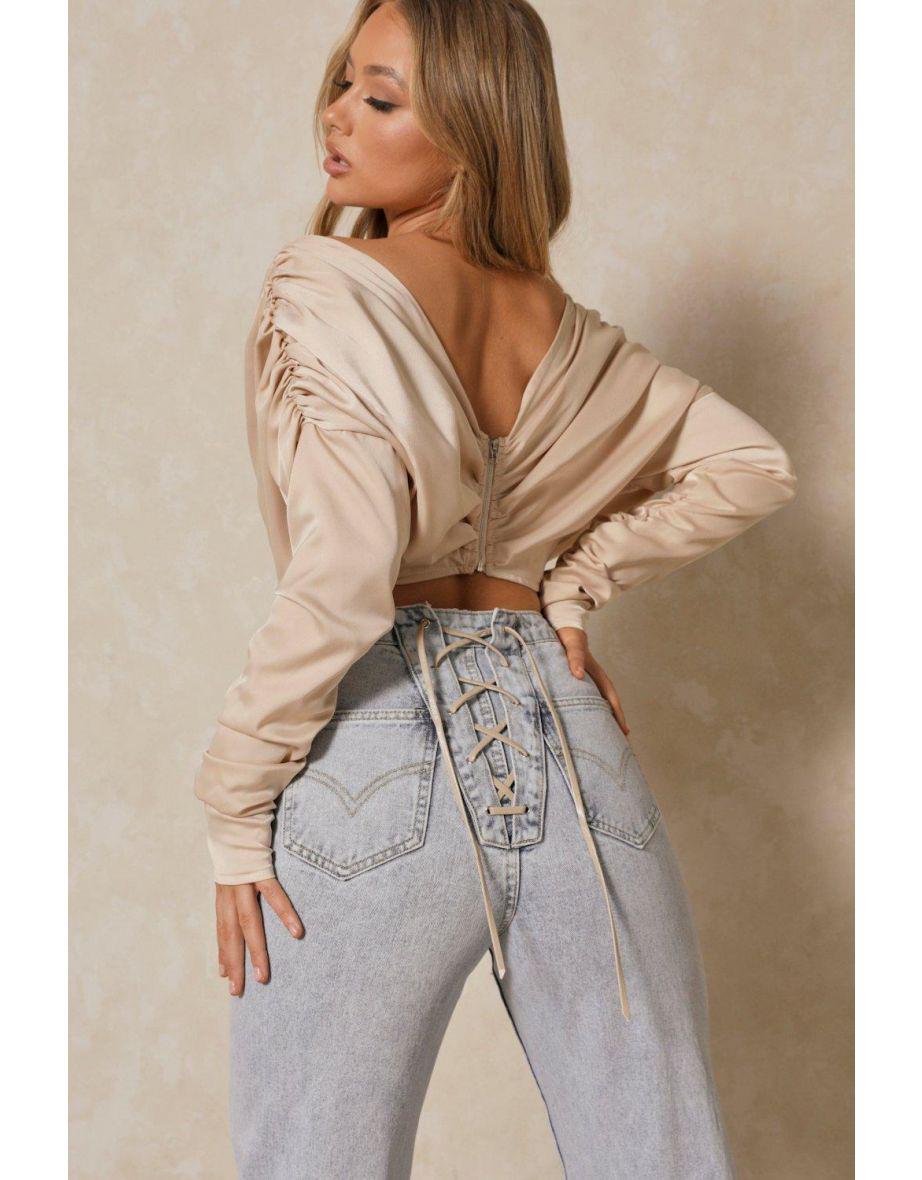 Блуза MISSPAP укороченная с вырезом 5XL Бежевый (6196952) - фото 5 Блуза MISSPAP укороченная с вырезом 5XL Бежевый (6196952) - фото 5