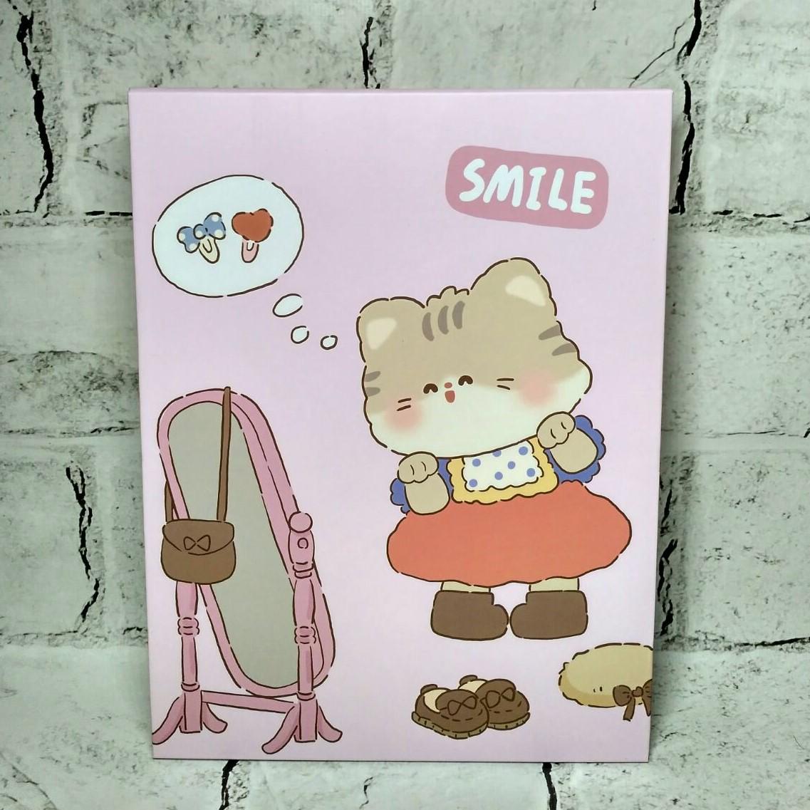 Зеркало косметическое настольное/дорожное Котик 26,5х19,8 см Розовый (509-2)