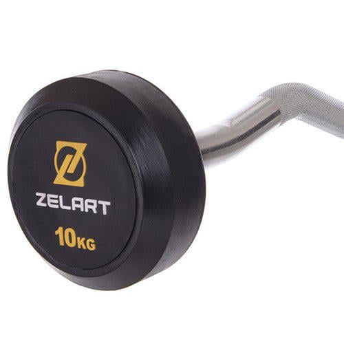 Штанга фиксированная изогнутая Rubber Coated Barbell Zelart TA-2687 10 кг Черный (58363067) - фото 3