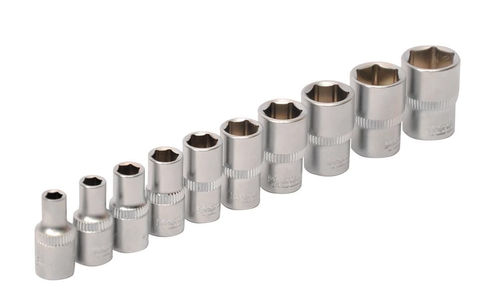 Набір насадок торцевих MasterTool GM CrV 1/4" 10 шт. (4/5/6/7/8/9/10/11/12/13) (Арт.: 78-1410)