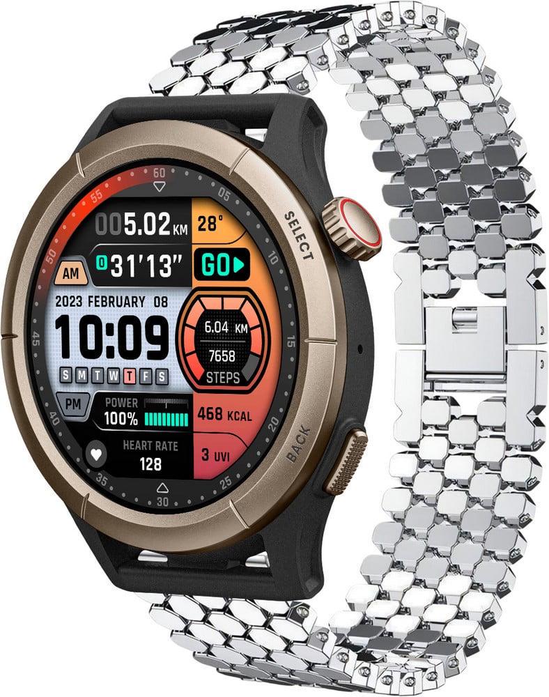 Браслет металевий Scaly для Amazfit Cheetah Round/Cheetah Pro Silver (38451-59)