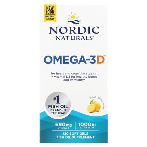 Омега-3 Nordic Naturals Omega-3D 690 мг 120 жидких капс. Лимон (NOR-02761)