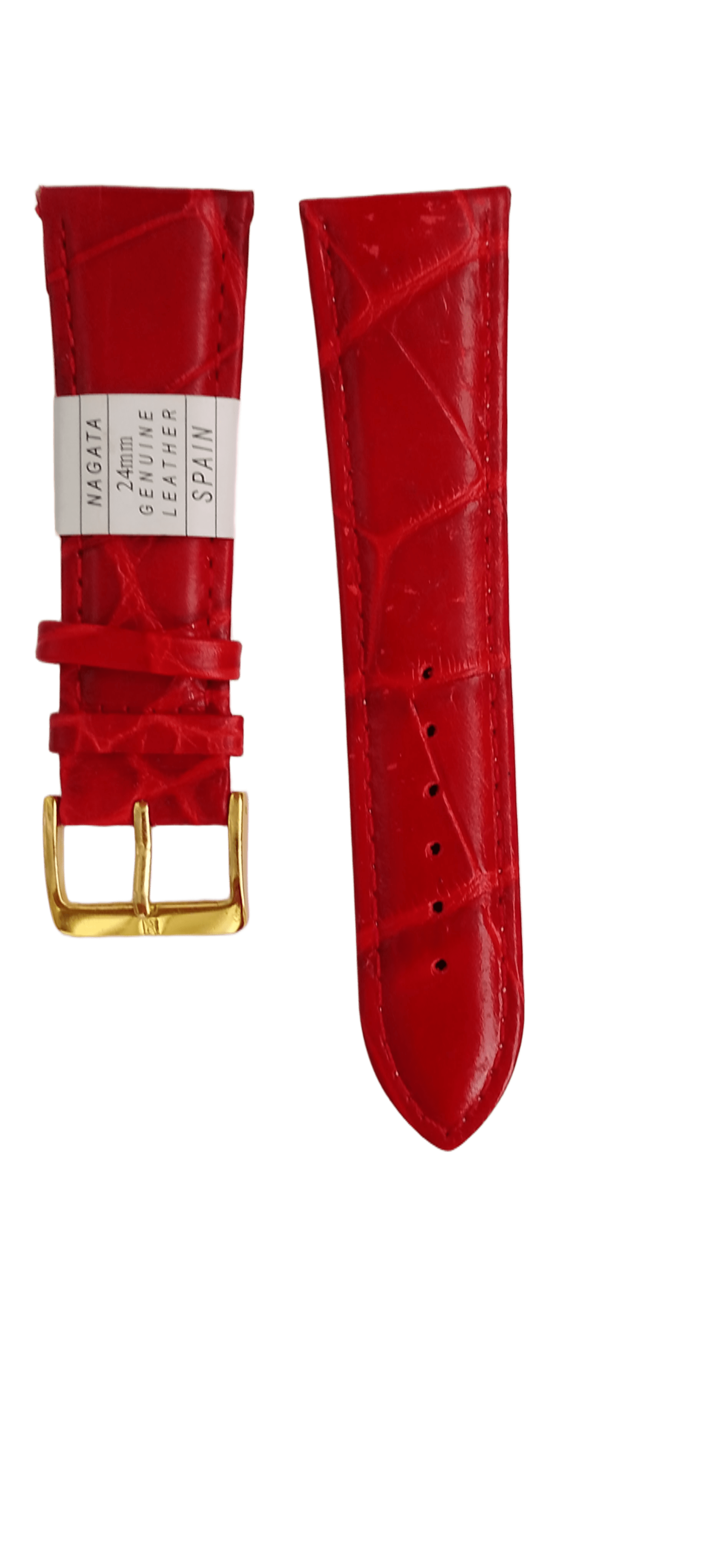 Ремешок для часов кожаный крокодил 24х170 мм Красный (4057)