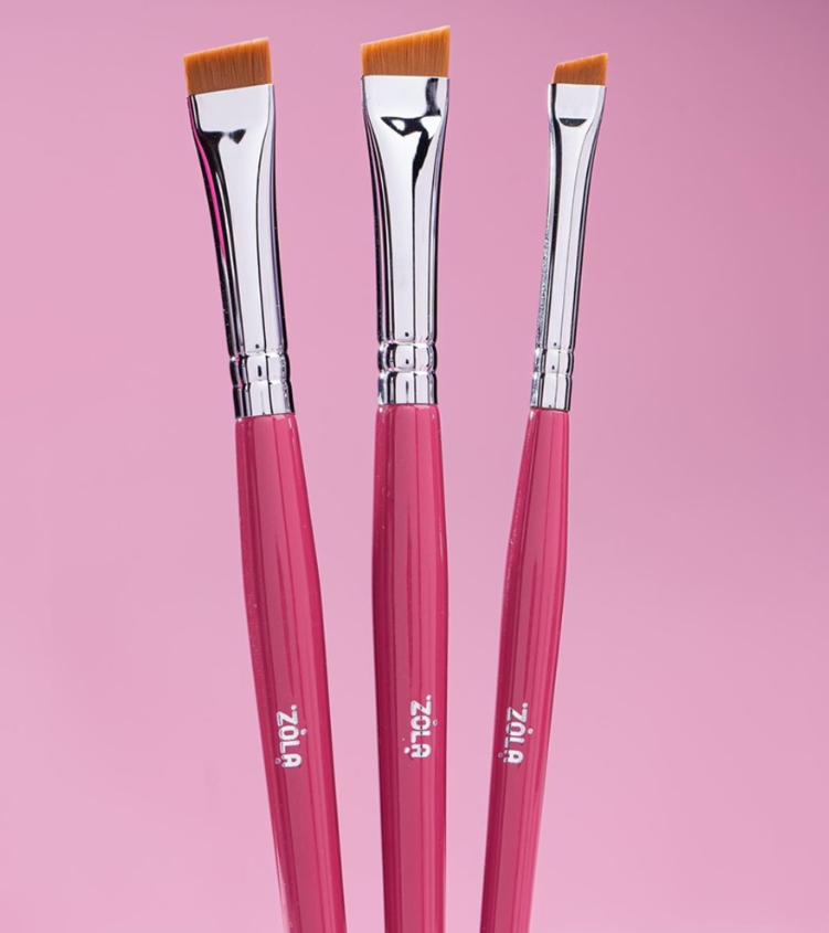 Набор кистей для покраски бровей Zola MAGIC BROW BRUSHES малиновый 3 шт.
