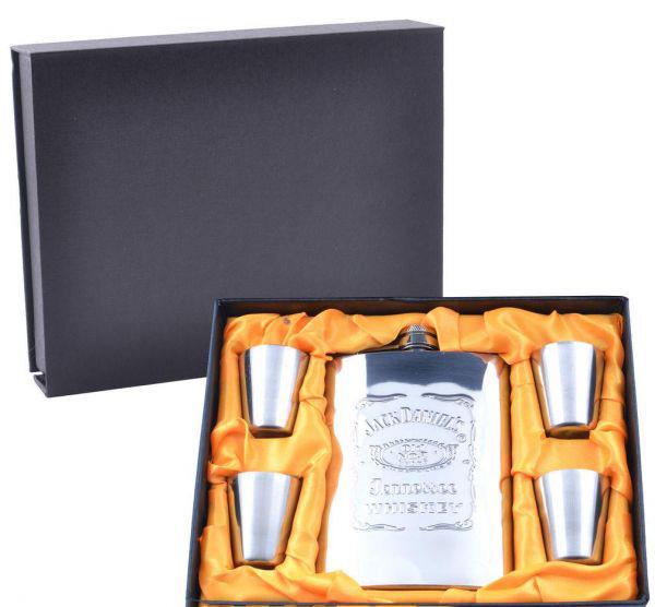 Набор фляга и 4 стопки JD Alco 240 мл нержавеющая сталь