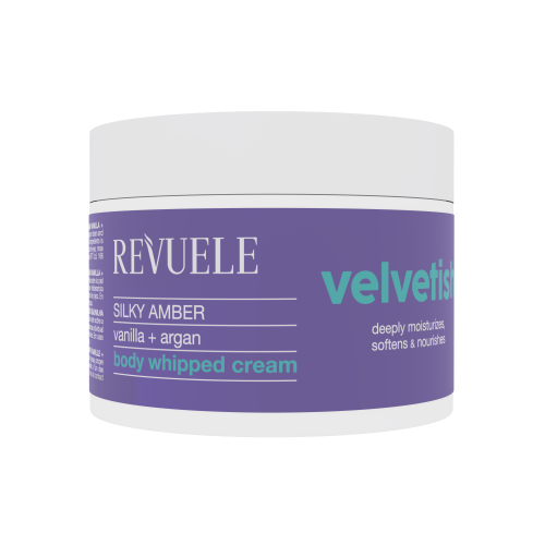 Нежный увлажняющий крем для тела Revuele Velvetish SILKY AMBER с ванилью и арганой 300 мл