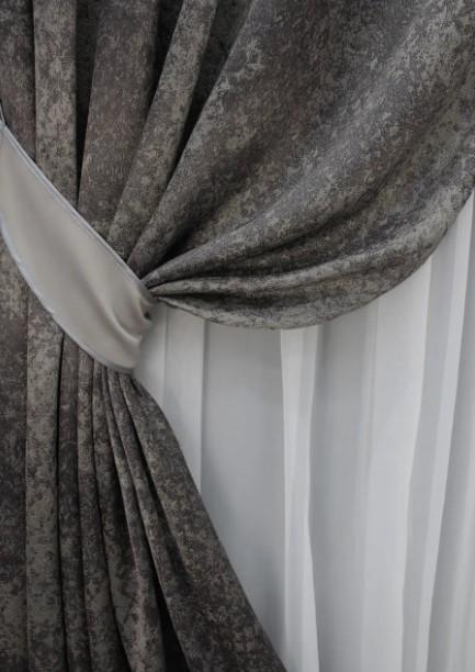 Комплект штор Мармур Al-9 льон 1,5х2,9 м 2 шт. Графітовий/Сірий (1637ш) - фото 3 Комплект штор Мармур Al-9 льон 1,5х2,9 м 2 шт. Графітовий/Сірий (1637ш) - фото 3