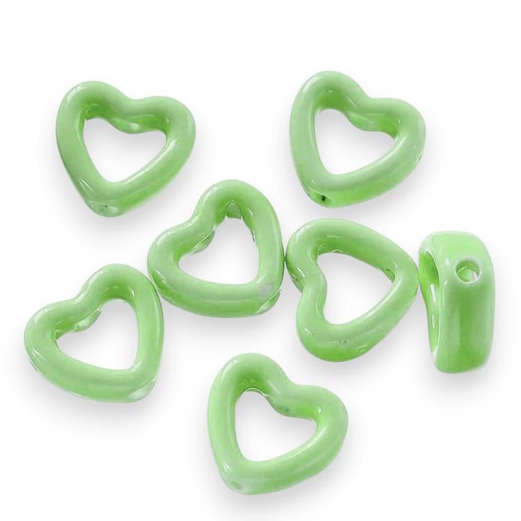 Бусина Сердце разделитель керамическая 14,5х13 мм 1 шт. Салатовый (КБ1413с11)